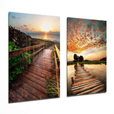 Sunsets 2 Pieces Combine Glass Wall Art | Insigne Art Design.